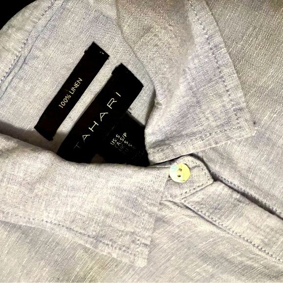 Tahari Light Blue Linen Shirt - Picture 4 of 6